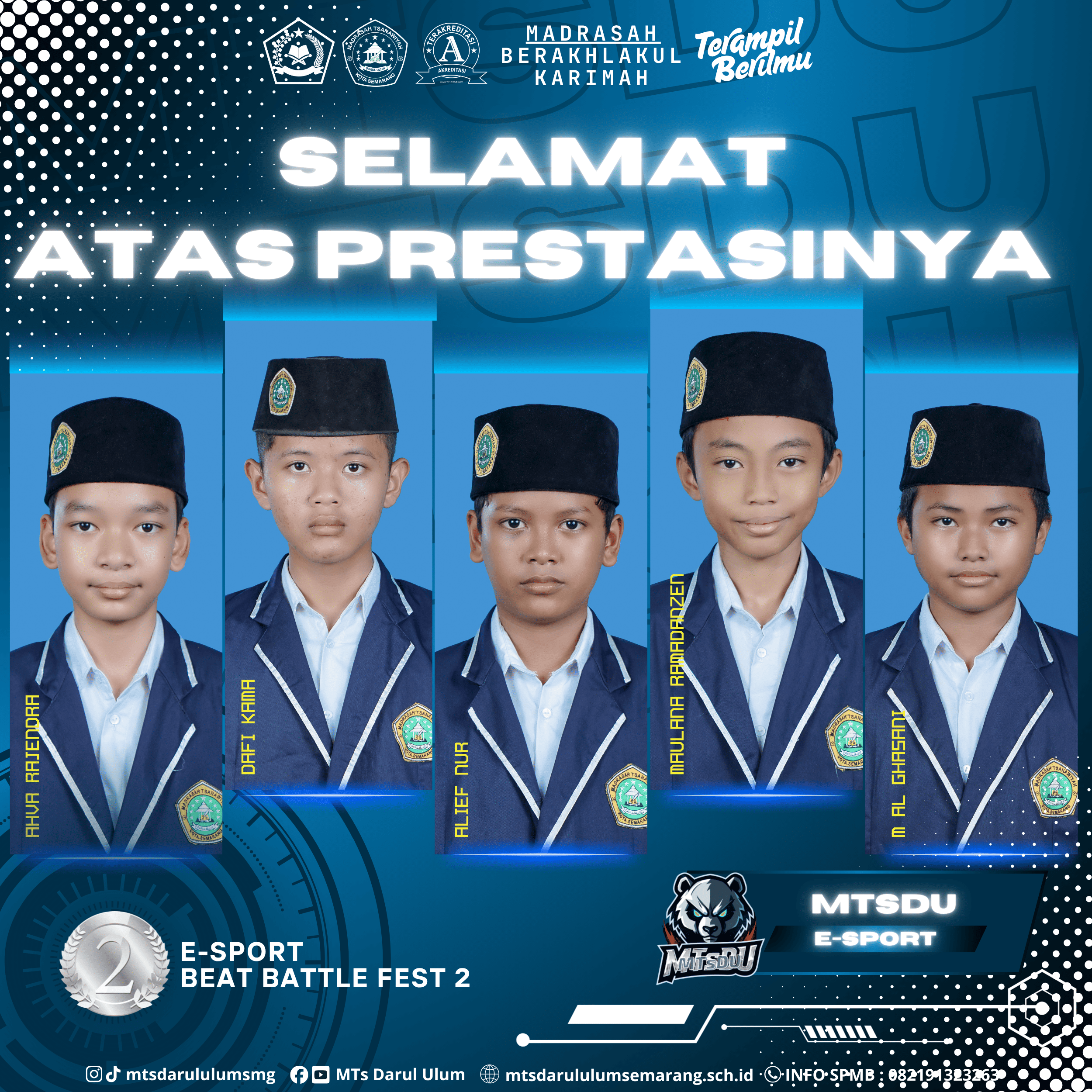 Tim E-Sport MTs Darul Ulum Raih Juara 2 di Turnamen Mobile Legends Beat Battle Fest 2